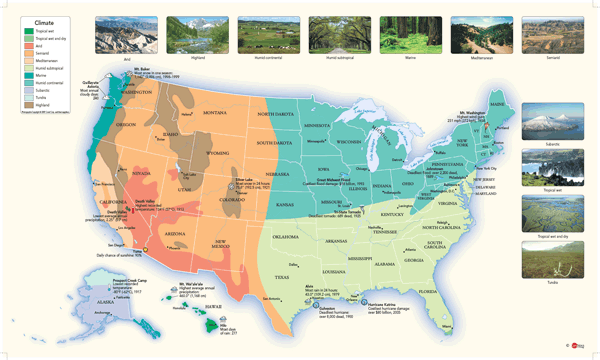 US Climate Wall Map