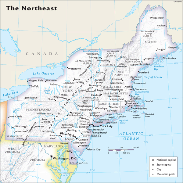 US Northeast Regional Wall Map