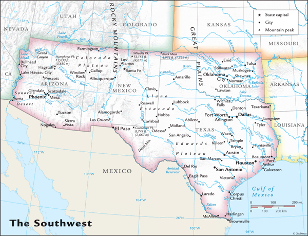 US Southwest Regional Wall Map