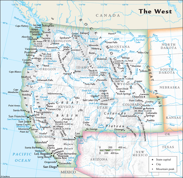 US West Regional Wall Map