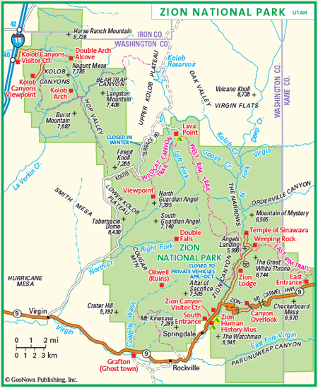 Zion National Park Wall Map
