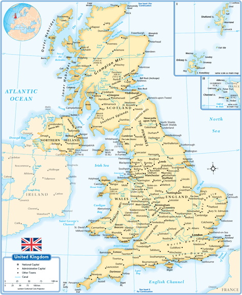United Kingdom Wall Map