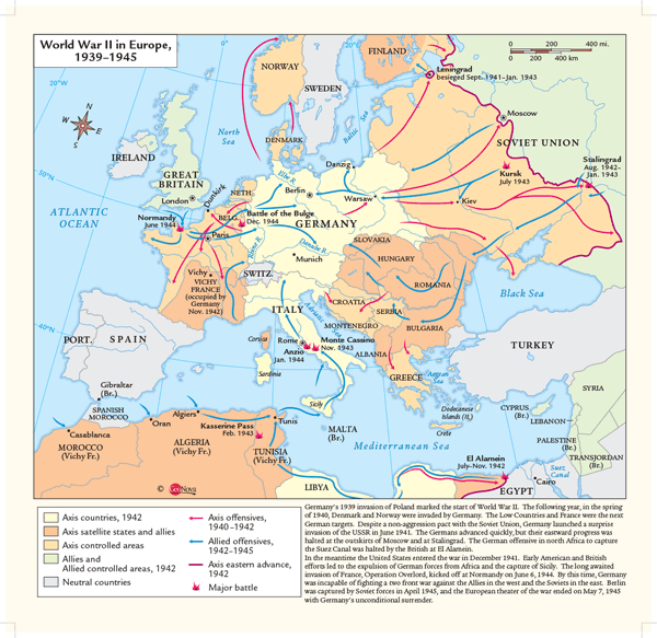 World War II Europe Wall Map