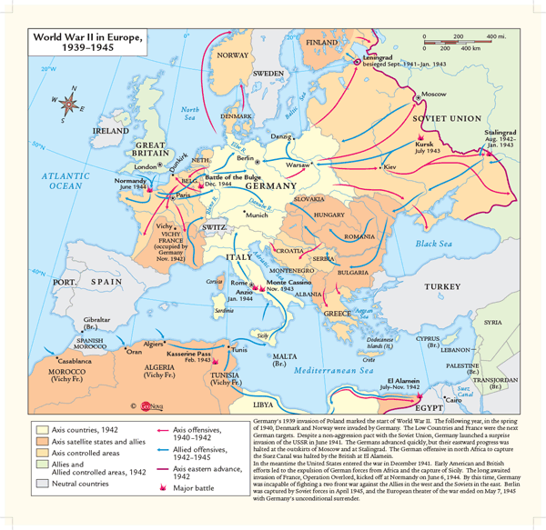 World War II Europe Wall Map by GeoNova