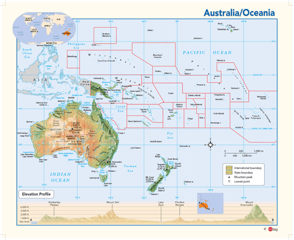 Australia Physical Wall Map