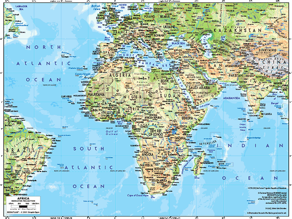 Africa Physical Wall Map