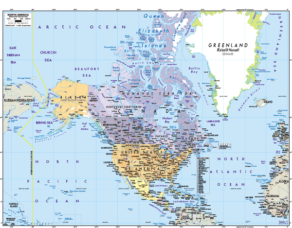 North America Political Wall Map