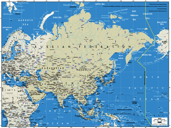 Asia Simplified Wall Map