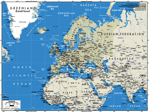 Europe Simplified Wall Map