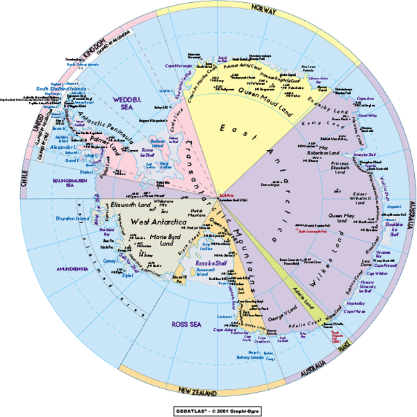 Antarctica Political Wall Map