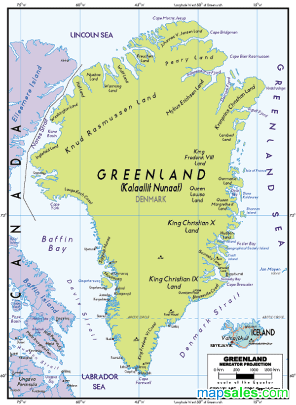 Greenland Political Wall Map