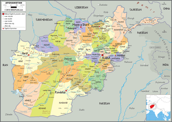 Afghanistan Political Wall Map