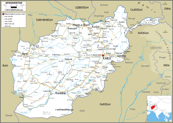 Afghanistan Road Wall Map