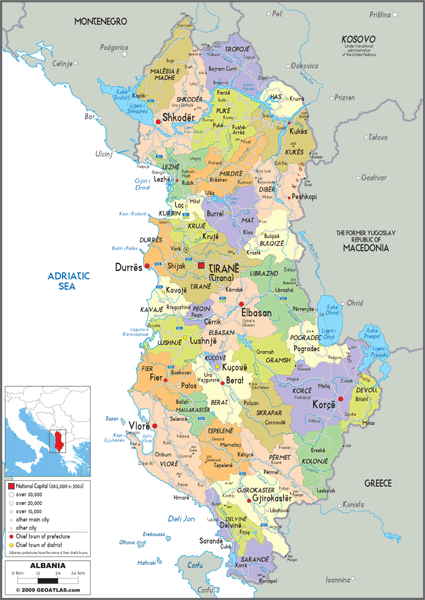 Albania Political Wall Map