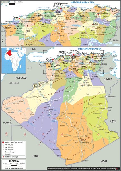 Algeria Political Wall Map