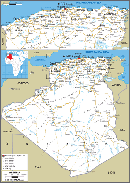 Algeria Road Wall Map