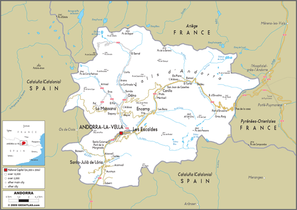 Andorra Road Wall Map