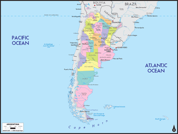 Argentina Political Wall Map