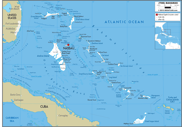 Bahamas Road Wall Map