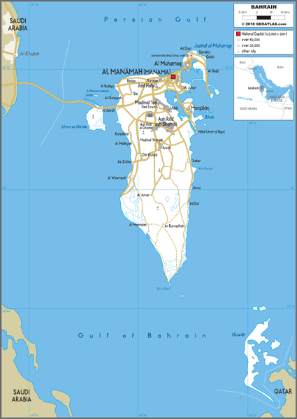 Bahrain Road Wall Map