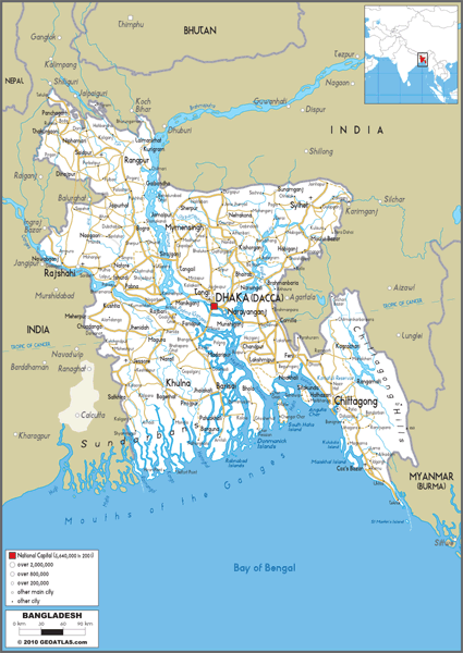 Bangladesh Road Wall Map