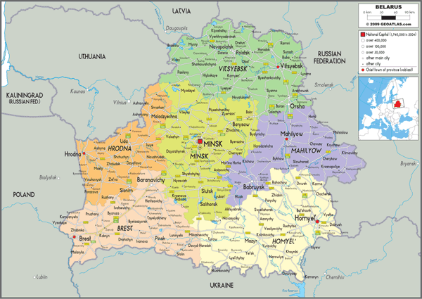 Belarus Political Wall Map