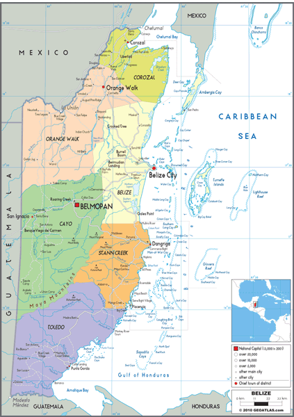 Belize Political Wall Map