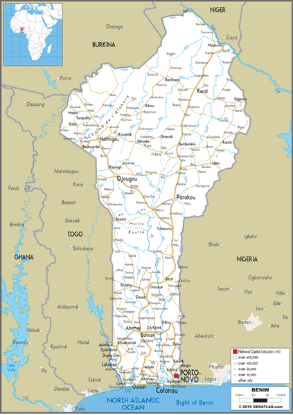 Benin Road Wall Map