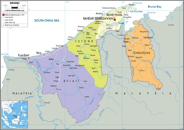 Brunei Political Wall Map