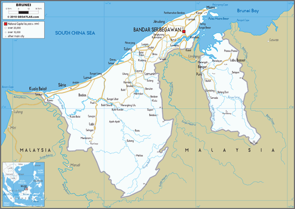 Brunei Road Wall Map