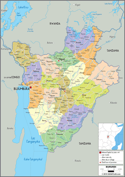 Burundi Political Wall Map