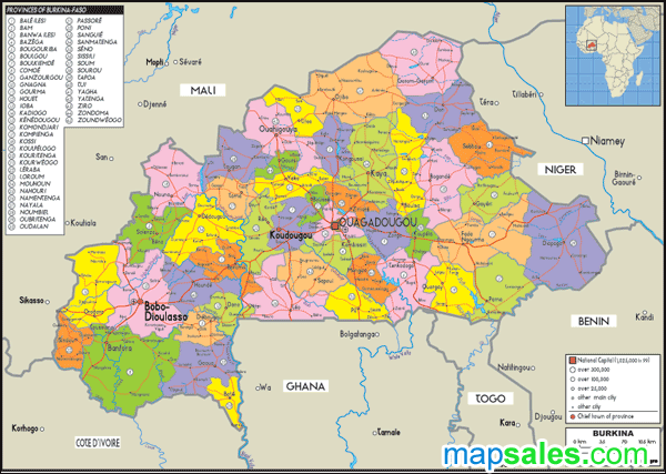 Burkina Political Wall Map