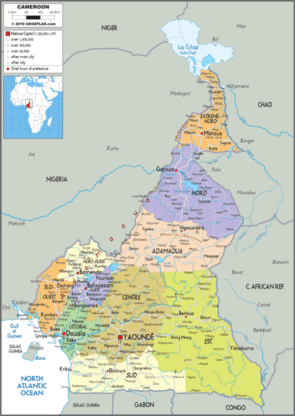 Cameroon Political Wall Map