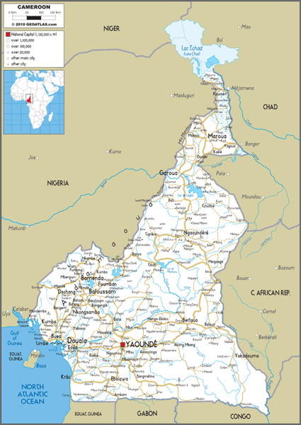 Cameroon Road Wall Map