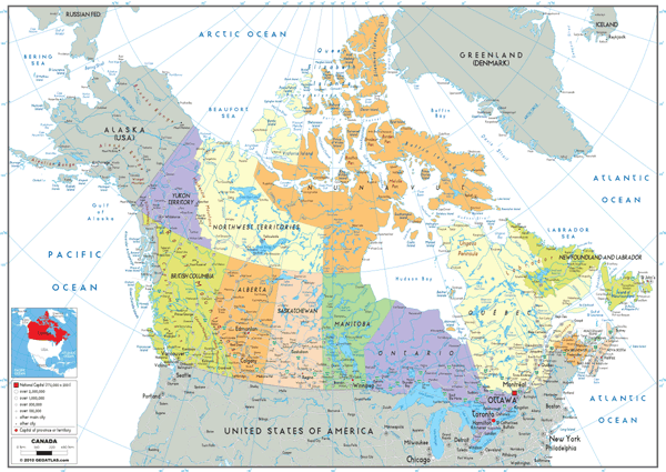 Canada Political Wall Map