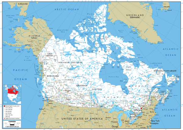 Canada Road Wall Map