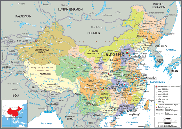 China Political Wall Map