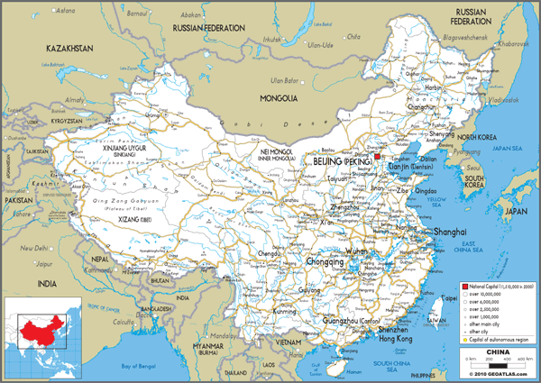 China Road Wall Map