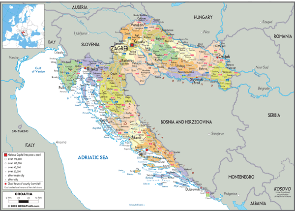 Croatia Political Wall Map