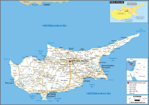 Cyprus Road Wall Map