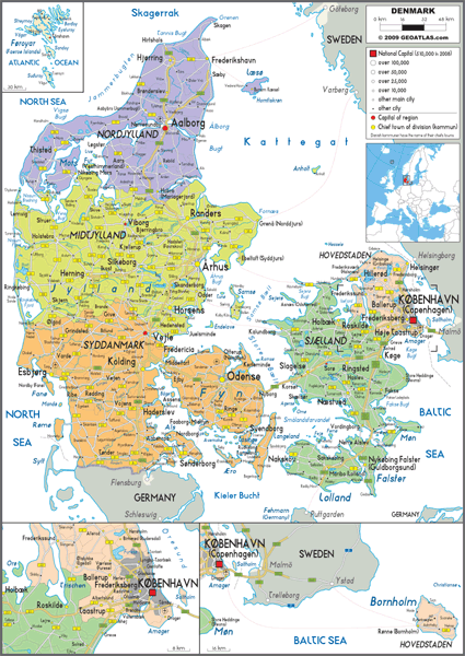 Denmark Political Wall Map