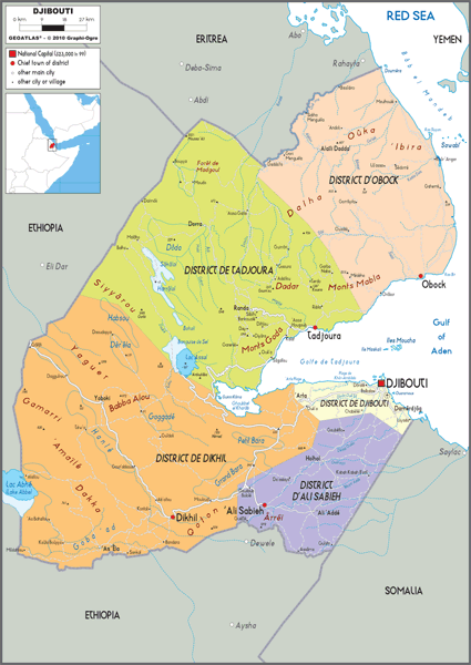 Djibouti Political Wall Map