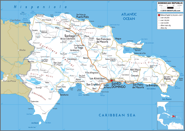 Dominican Republic Road Wall Map