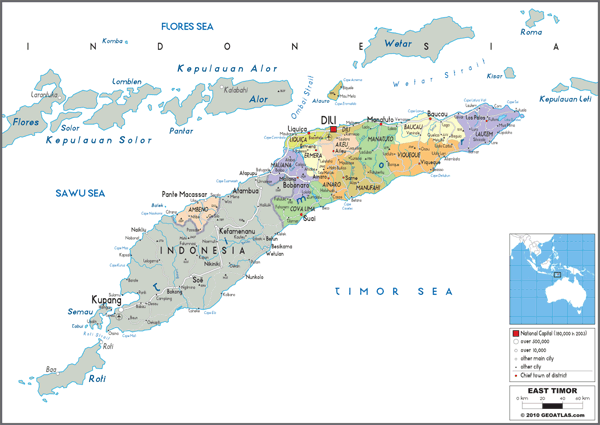 East Timor Political Wall Map