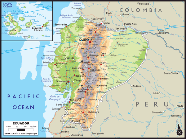 Ecuador Physical Wall Map
