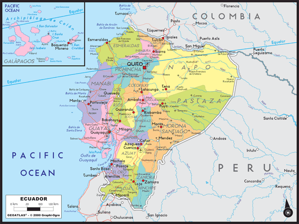 Ecuador Political Wall Map