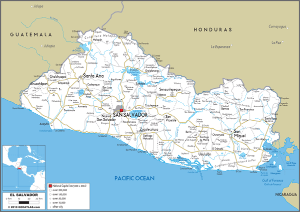 El Salvador Road Wall Map