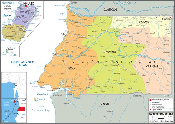 Equatorial Guinea Political Wall Map