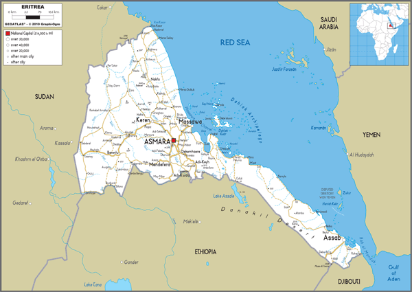 Eritrea Road Wall Map