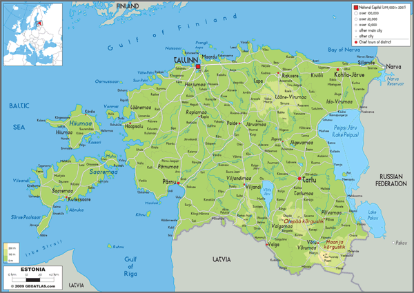 Estonia Physical Wall Map